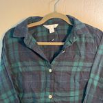 Old Navy  Green and Blue Long Sleeve Button Down Shirt Plaid SZ M Collared Y2K Photo 3