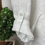 For Cynthia  White 100% Linen Long Convertible Sleeve Blouse Top M Photo 2