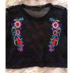 ZARA NWT Black Knit Mesh Embroidered Crop Top Photo 4