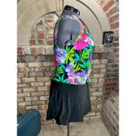 swimsuit swim dress Vintage 1980s one piece floral pink green purple Size 12 Photo 6