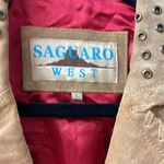 Vintage Suguaro West suede embroidered fringe jacket large Tan Photo 3