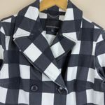 Banana Republic Women’s Plaid Black/White Double-Breasted Pea Coat Size S Photo 2