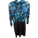 BCBGMAXAZRIA Womenâ 6 Abstract Paint Blue Blouson Dress Cowl Neck Business Photo 6