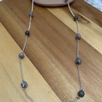 New Handcrafted Tin Cup Black Flash Agate Necklace and Bracelet Jewelry Set Silver Photo 1