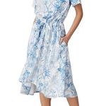 Cedric Charlier Toile Printed Drawstring Dress Blue Size 12 Photo 0