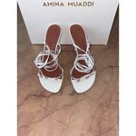 Amina Muaddi Debora 95 Lace Up Sandal In White & White Crystals 38 with box Photo 5