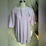 Disney Vintage Tinker Bell Waffle Knit Henley Tee Shirt Pink L short sleeve Photo 10