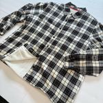LL Bean Plaid Sherpa Fleece Lined Flannel Shirt Jacket Shacket Size LARGE Photo 0