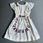 Vintage 1950s White Ruffle Jumper Dress with Apron Trim Handmade XS Photo 0