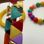 Colorful Stackable Beaded & Triangle Bangle Bracelet Set Funky Women's Jewelry Yellow Photo 2