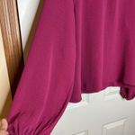 Evereve  Women Large Magenta Textured Long Sleeve Blouse Top Photo 3