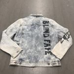 ZARA  Women's Large Graffiti Denim Jean Jacket Blue Graphic‎ Streetwear Oversized Photo 3