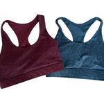 Anthropologie Allfenix Liquid Leopard Sports Bra (2) Maroon & Teal Size Small Photo 0