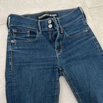 EXPRESS  JEANS WOMEN SIZE 00 CROPPED DARK BLUE LEGGING JEANS THICK WAISTBAND Photo 1