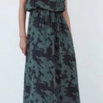 ZARA  Maxi Dress Tie Dye Printed Chiffon‎ Beaded Straps Green Size Small Photo 0