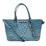 Brahmin Mini Asher Tote Satchel Bag Melbourne Cerulean Blue Croc Embossed Photo 0