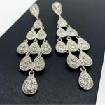 Silver Rhinestone Drop Earrings Formal Bridal Old Hollywood Glam Gray Photo 3