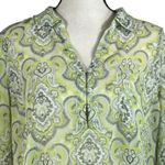 Liz Claiborne  X-Large Tunic Top Geometric Semi-Sheer Long Sleeve V-Neck Collared Photo 1