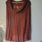 Free People  Brown Cowl Neck Sweater with Cable Knit Design Size S Photo 3