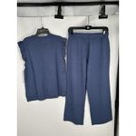 Softies Dream Knit Indigo Ruffle Crew Flood Pant Set Matching Lounge Set Small Blue Photo 1