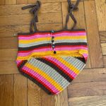 Urban Outfitters Layla Handkerchief Hem Crochet Retro Striped Crop Top X-Small. Photo 6
