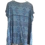 Kenar  Size 2X Paisley Blue and White V Neck Blouse Photo 2