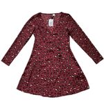 Divided Dress Red Burgundy Animal Print V-Neck Long Sleeve Wrap Dress Size 6 NEW Photo 13
