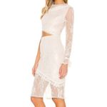 NBD Revolve Karina Cream Lace Cut Out One Sleeve Cocktail Dress Small NWT Bridal Photo 7