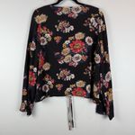 Anthropologie First Monday Top Womens M Black Floral Cinch Front Boho Cottage Photo 6