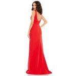 Mac Duggal Bow Shoulder V-Neck Gown in Red Size US 10 NWT Photo 4