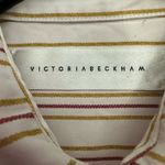 Victoria Beckham Striped Silk Viscose Blouse Size 4 Collared Button Up Photo 5