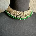 Pakistani Indian Bollywood Style Elegant Green and Silver Jewelry Set Photo 1