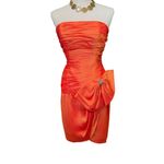 Vintage AJ Bari 1980s Orange Cocktail Dress with Flowing Organza Wrap – SZ:2 XS Photo 6
