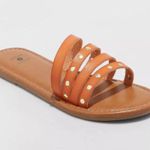 Shade & Shore  Adira Asymmetrical Cognac Slide Sandals Photo 0