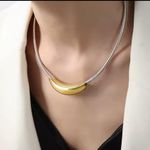 Modern Gold/Silver Choker Necklace, Stainless Steel Gold Photo 0