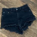 ZARA  Black denim Jean short shorts black distressed denim Photo 0
