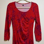 The Kit Jamie Ruched Dress 3/4 Sleeves in Cerise Complication Pattern Size Small Red Photo 5