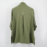 John Mark  Olive Green Textured Button Front Shirt Tunic Top Size Small Roll Tab Photo 6