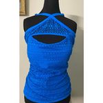 Island Escape Blue Aloha High Neck Crochet Tankini Adjustable Straps Size‎ 16 Photo 1