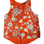 Rachel Roy Racehel Roy Orange Floral Sleeveless Top, M Photo 0