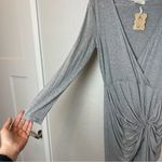 BNWT! SHEINSIDE Elegant Gray Faux Wrap Dress Asymmetrical Skirt Size M Photo 3