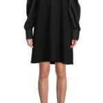 Saks 5th Avenue Area Stars Woven Puff Sleeve Shift Dress Mini Midi Cotton Blend Black Small NWT Photo 1