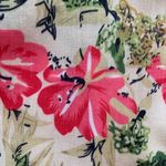 Blistella Crop Top Tan Red Tropical Floral Detail Sleeveless Sweetheart Neck Size M Photo 9