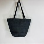 Black Gold Tribal Print Woven Grass Tote Rope Photo 2