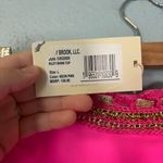 Ramy Brook NWT  Riley‎ Neon Pink Bikini Bottom Gold Crochet Detail Size Large Photo 3