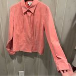 Talbots Cute faux suede button front blouse shacket cotton candy pink Photo 5