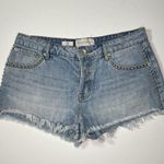 Band of Gypsies Jeans Shorts Cutoffs Womens 27 Rose Metal Studs Button Fly Tears Photo 0
