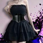 Vintage Style Lace Up Faux Leather Elastic Girdle Black Casual Wide Waistband Photo 2