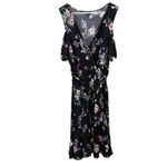 Torrid Black Colorful Floral Cold Shoulder Wrap Tie Belt Stretch Dress Size 3X Photo 4