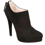 Miu Miu PRADA GOTH BLACK SUEDE PLATFORM STILETTO BOOTLET ZIPPER BACK HEELS Photo 1